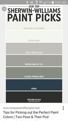 the color scheme for sherylin williams's paint picks is shown in black and white