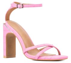 Give your stride a fashion-forward boost with this alluring ankle-strap sandal featuring a towering block heel for impactful height. From Gabrielle Union. Sandals On Sale, Criss Cross Sandals, Ankle Strap Sandals Heels, Gabrielle Union, Ankle Wrap Sandals, Wrap Sandals, Faux Leather Heels, Ankle Wrap, Shoe Carnival