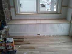 a room that is being remodeled with wood flooring