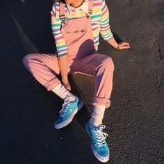 Kristina Webb, Pink Overalls, Hipster Outfits, White Socks, Mode Inspo, Kawaii Clothes, Mode Vintage, Looks Style, Character Outfits