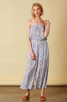 Medallion Print Strapless Culotte Jumpsuit Fashionable Jumpsuits, Midi Jumpsuit, Sight Seeing, Tube Jumpsuit, Boho Jumpsuit, Flounce Top, Boho Pink, Culotte Pants, Culotte Jumpsuit