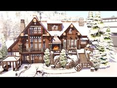 this is an image of a large house in the snow