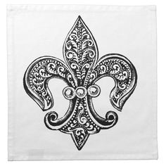 an ornate fleur de lis, vintage line drawing or engraving illustration