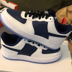 New.. Box Has No Top Lid Air Force One, Force One, Air Force Ones, Nike White, Shoes Nike, White Nikes, Womens Shoes Sneakers, Air Force, White Blue