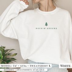 Christmas Tree Sweatshirt. Rockin Around the Christmas Tree - Etsy Casual Holiday Hoodie With Crew Neck, Casual Crew Neck Hoodie For Holiday, Rockin Around The Christmas Tree, Christmas Tree Hoodie, Engagement Gifts Newly Engaged, Holidays With Toddlers, Mrs Sweatshirt, Engaged Shirts, Mama Sweatshirt