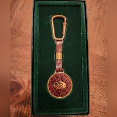 Vintage Gucci Gold & Brown Snake Skin Leather Key Ring / Bag Charm New In Box, Total Length Is 4" Diameter Of Round Medallion Is 1". Leather Key Ring, Brown Snake, Canvas Wallet, Vintage Monogram, Ring Bag, Leather Keyring, Leather Card Case, Leather Mary Janes, Gucci Accessories