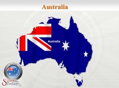 an australia map with the flag on it and text that reads, what country is australia?