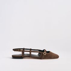 Mary Jane Slingback Flat in Chocolate Suede | A Cutting Edge Classic Sandal Platform, Slingback Flats, Classic Pumps, Platform Sandals Heels, Slingback Heel, Made In Brazil, Flat Boots, Ballet Flat, Block Heels Sandal