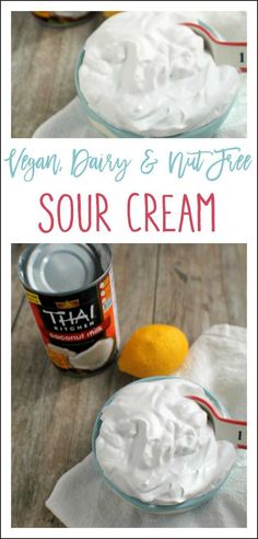 vegan dairy and nat - free sour cream recipe with lemons on the side