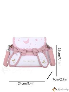 BirdinBag - Waterproof Small Messenger Bag with Cute Moon, Japanese Character Pattern, Bow & Rabbit Ear Decor Moon Japanese, Character Pattern, Small Messenger Bag, Japanese Characters, Rabbit Ears, Cute Purses, Fashion Makeup, Messenger Bag, Moon