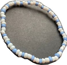 Casual Large Beads Stretch Bracelet For Beach, Casual Beach Stretch Bracelet With Large Beads, Casual Stretch Bracelet With Round Beads, Adjustable Casual Bracelets With Large Beads, Casual Blue Beaded Anklets, Casual Flexible Beaded Bracelets With Letter Beads, Casual Blue Anklets With Round Beads, Casual Adjustable Beaded Bracelets With Spacer Beads, Casual Beach Stretch Bracelet