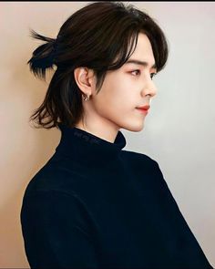 Asian Haircut, Half Ponytail, Asian Men Hairstyle, Men's Long Hairstyles, Boys Long Hairstyles, Asian Hair, Boy Hairstyles