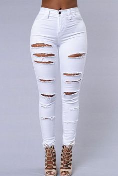 White Ripped Jeans, Womens Ripped Jeans, Denim Jeans Fashion, Moda Jeans, Jeans American Eagle, Outfit Jeans, Summer Jeans, Ripped Denim, Denim Trousers