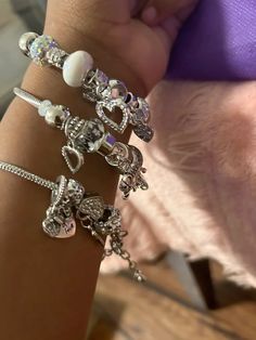 #pandoracharmbracelets #bracelet #explore #explorepage Charm Bracelet Aesthetic, Girly Bracelets, Relationship Pics, Dump Ideas, Cute Ear Piercings, Wrist Jewelry, Jewelry Accessories Ideas, Pandora Bracelet Charms, Accessories Ideas