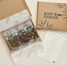 the box contains three different types of herbs