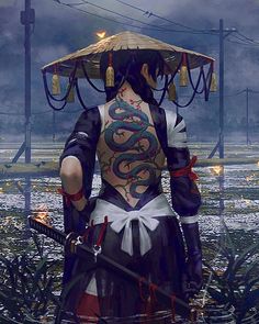 Female Samurai, Arte Cyberpunk, Samurai Art, Anime Warrior, 판타지 아트, Japan Art