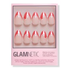 Mrs. Claus Press-On Nails - HY24 MRS. CLAUSBenefitsLength: ShortShape: AlmondFinish: GlazedOpacity: Semi-TransparentThickness: 0.6mmReusable, each wear lasts up to 2 weeksWaterproofCustomizableFeatures30 Nails in 15 Inclusive SizesNail Glue (0.07 oz)Double-Sided Nail FileCuticle StickAlcohol Pad - Mrs. Claus Press-On Nails Red French Tip, Short Almond Nails, Real Star, Red French, Short Almond, Mrs Claus, Nails Short, You Rock, Semi Transparent