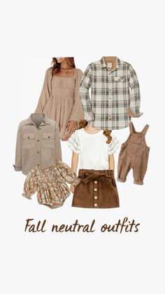 two children's clothing items with the words fall neutral outfits