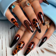 #fashion #recipe #маникюр Nails Black Coffin, Coffin Nails Black, Classy Coffin Nails, Coffin Nails Short, Summer Coffin Nails, Leopard Nail Designs, Nails Short Coffin, Cheetah Nail Designs, Black Coffin Nails