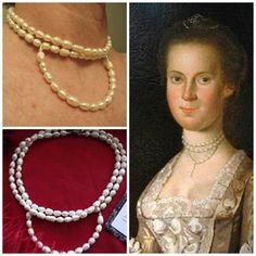 "This listing is for some unique necklaces made after portraits from the 1740's, 1760's, and 1780's. Unique, different, and lovely. Perfect for your everyday or historical/costuming needs. Not everyone could pull these off - it takes a special person to do so. Necklaces/lenghts are in order with the inspiration portraits included as follows: - Sarah Taliaferro (Mrs. Wm Daingerfield), by John Hesselius, 1765 14-1/2 inches, white culture rice pearls, silver filled clasp - Portrait of Madame Adelai 18th Century Jewelry, Paste Jewelry, Beaded Necklace Tutorial, Pink Crystal Earrings, White Culture, Rice Pearls, Remembrance Jewelry, Historical Jewellery, Pearl Necklaces