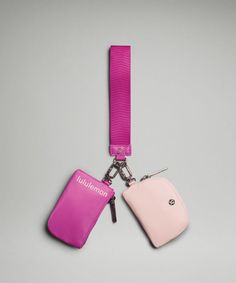 Ready to go with the flick of a wrist. This wristlet comes with two zippered pouches to keep small items in place while you're on the move. | lululemon – Dual Pouch Wristlet Bag – Color Pink Backpacking Equipment, Wristlet Bag, Cozy Scarf, Cozy Socks, Coffee Cozy