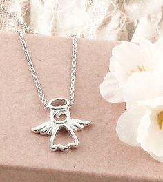 Little Angel Charm Necklace in Sterling Silver Diy Necklace Ideas, Make Your Own Necklace, Kids Jewellery, Diy Necklaces, Angel Charm, Angel Wing Necklace, Faith Jewelry, Angel Jewelry, Silver Rings With Stones