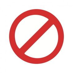 a no entry sign is shown in red on a white background for use as a symbol