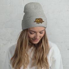 "Keep your head warm and show off your love for sloths at the same time with our snug, super soft and adorbable embroidered corgi beanie. With winter right around the corner, it's destined to become one of your go to accessories this season. Comes in six great colors. Snatch one today! Also great as a Christmas gift for the sloth lover in you life. PRODUCT DETAILS * 100% Turbo Acrylic * 12\" in length * Hypoallergenic * Unisex style * Packaged, and shipped from the USA * Guaranteed to arrive in Corgi Sleeping, Winter Kawaii, Kawaii Christmas, Sloth Lovers, Sloth Gift, Sloths Funny, Cuffed Beanie, Kawaii Gifts, Hat Embroidery