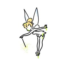 a drawing of a tinkerbell holding a tennis racquet