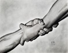 a drawing of two hands holding each other