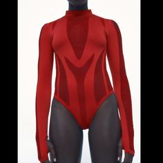 Zara Seamless Bodysuit Sz-Xs Red High Stretch Long Sleeve Bodysuit, Red Stretch Nylon Bodysuit, Red Long Sleeve Fitted Bodysuit, Red Fitted Long Sleeve Bodysuit, Red Fitted Sports Bodysuit, Red Fitted Bodysuit For Sports, Fitted Red Bodysuit For Sports, Red Fitted Sporty Bodysuit, Zara Stretch Bodysuit