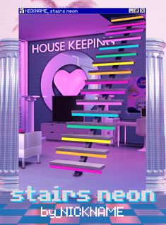 an image of stairs neon in the game house keepin's n e v