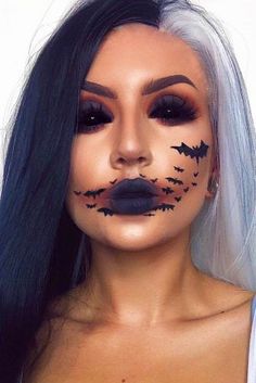 Horror Smink, Nem Halloween Makeup, Bat Makeup, Beautiful Halloween Makeup, Halloween Makeup Clown, Tattoos Sleeve