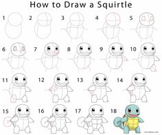 how to draw a cute cartoon turtle with different poses and numbers for each child's drawing