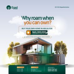 an advertisement for a new home in australia with the words why roam when you can own?