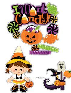 halloween cutouts with pumpkins, candy and jack - o'- lanternes