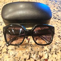 Brand New With Tags. Celine Sunglasses. Black Frames. Designer Black Sunglasses With Glass Lenses, Chic Black Sunglasses For Formal Occasions, Celine Sunglasses Black, Old Sunglasses, Celine Accessories, Celine Sunglasses, Black Frames, Colored Sunglasses, Black Frame