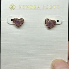 Beautiful Light Purple Stone With Rose Gold Tone Hardware. Nwt All Sales Are Final. Bundle Multiple Items In My Closet For A Great Discount! Jewelry Kendra Scott, Heart Stud Earrings, Purple Stones, Kendra Scott Jewelry, Heart Studs, Heart Earrings Studs, Beautiful Lights, Kendra Scott, Light Purple