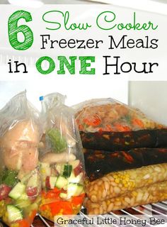 six slow cooker freeze meals in one hour