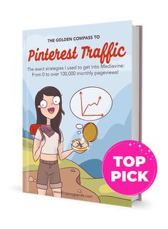 the golden compass to pinterest traffic book is shown with an image of a woman holding