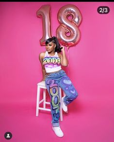 Airbrush Outfit Ideas, Airbrushed Birthday Outfits, 2000s Birthday Photoshoot Ideas, Sweet 16 Party Photoshoot, 200s Photoshoot, Photoshoot Ideas 16th Birthday, 2000s Birthday Outfit, 18th Birthday Photoshoot Ideas Black