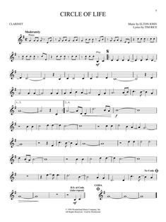 the circle of life sheet music