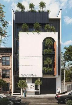 an artist's rendering of a building with plants growing on the side of it