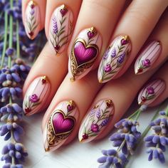 Trendy Nail Art Designs, Trendy Nail Art, Trendy Nail, St Valentin, Nail It, Floral Nails, Chic Nails, Valentines Nails, Love Hearts