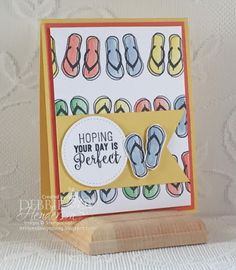 a card with flip flops on it and the words hoping your mat is perfect