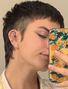 Short Hair Styles Buzzcut, Shaved Faux Hawk Women, Short Buzzed Mullet, Short Shaved Mullet, Hairstyles For Buzzed Hair, Nonbinary Hair Shaved Sides, Shaved Mullet Hairstyle, How To Style A Buzzcut, Very Short Punk Hair