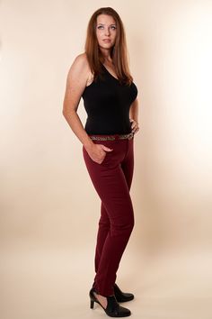 When you have places to be, but still want to step up your outfit, reach for these burgundy pants! These pants are low rise and fit a little snug around the waist. Materials: 97% Cotton, 3% Spandex Model Info: Nicole is 5' 9" and is wearing a size 11. Places To Be, Burgundy Pants, Your Outfit, Step Up, Low Rise, Spandex, Pants, How To Wear, Trousers