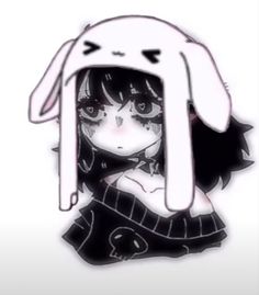 a drawing of a girl with bunny ears on her head