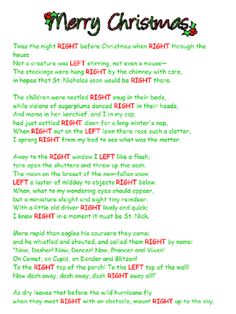 a christmas poem written in green and red