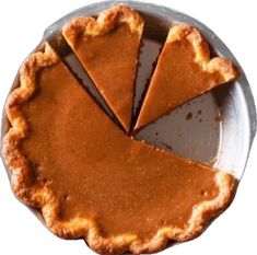 there is a pie that has been cut into pieces